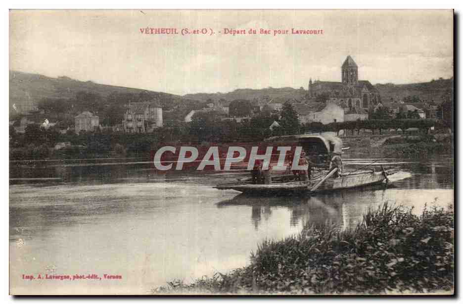 CPA Vetheuil Depart du bac pour Lavacourt 