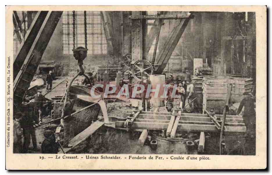 Le Creusot — Usines Schneider — Coulée d'une pièce — Collection du Photo-Club, Ch. Marlet, Adit, Le Creusot