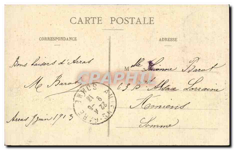 CPA Ecole du pont du 3eme genie Chargement des bateaux sur les haquets Militaria Arras — Rückseite