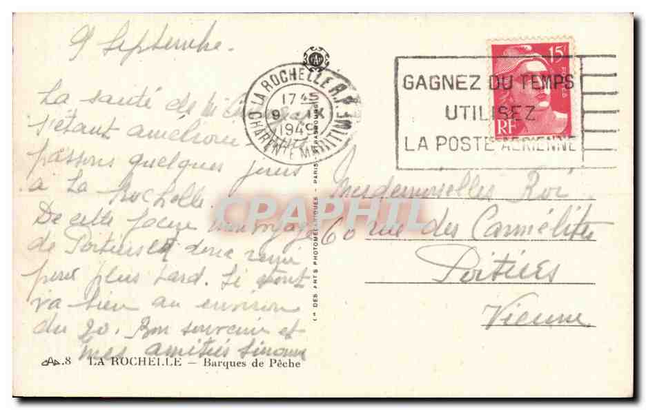 CPA La Rochelle Barques de peche  — Verso