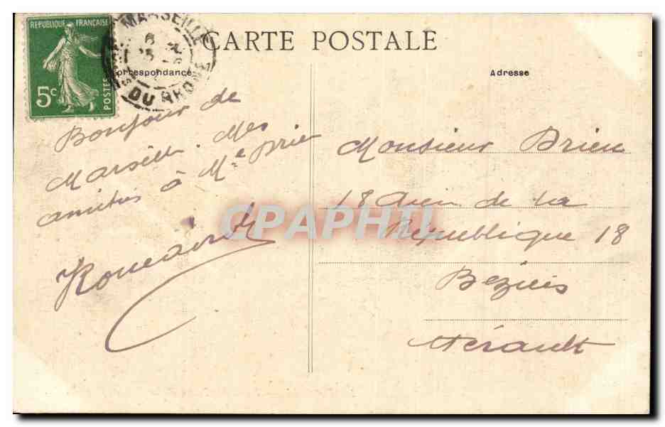 CPA Marseille Hotel des Postes et des Telegraphes  — Verso