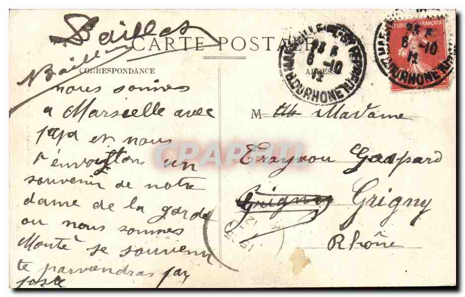 CPA Marseille Ascenseurs de Nd de la Garde — Verso