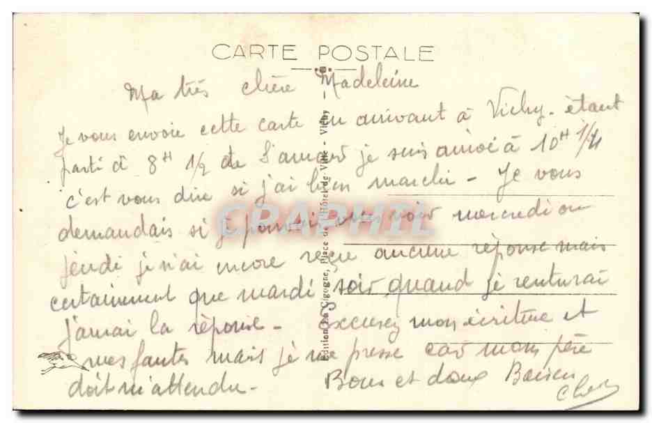 Vichy - Source de la Grande Grille — température 41° (débit 3.000 litres à l'heure) — Achterkant