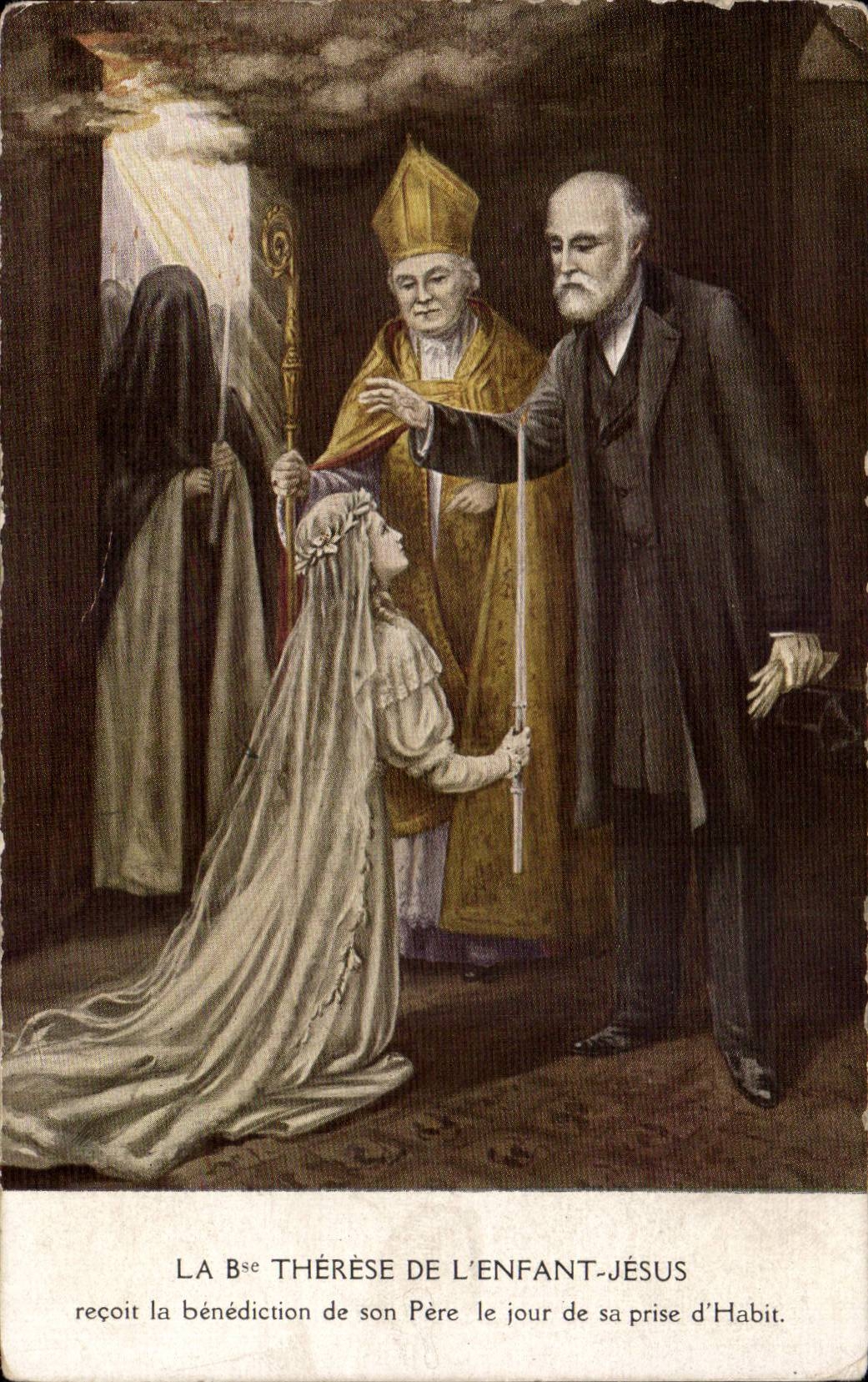 CPA La Bienheureuse Therese de l'enfant Jesus recoit la benediction de son pere le jour de sa prise d'habit