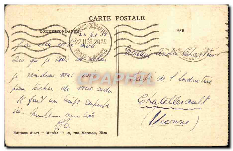 CPA Monte Carlo Le casino — Verso