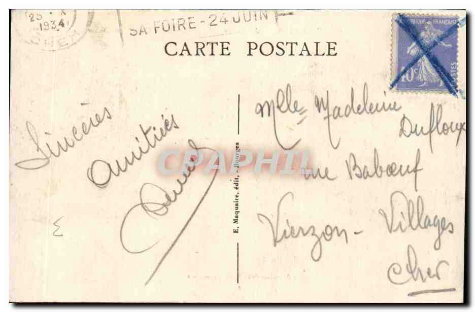 CPA Bourges Jardin des Pres Fichaux Bassin de Diane — Rückseite