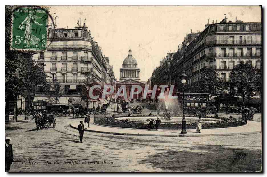 CPA Paris La rue Soufflot et le Pantheon 