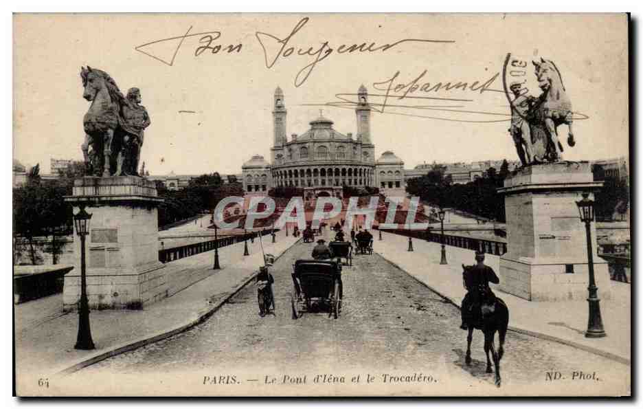 CPA Paris Le pont d'Iena et le Trocadero