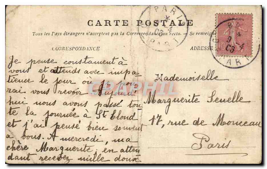 CPA Paris Grand hotel et boulevard des Capucines — Rückseite