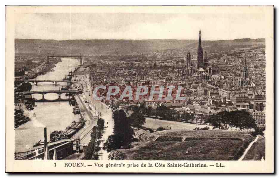 CPA Rouen Vue generale prise de la cote Sainte Catherine 