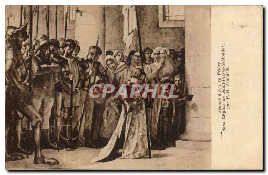 CPA Jeanne d'arc en priere dasn l'eglise se Saint Pierre le Moutier par Flandrin