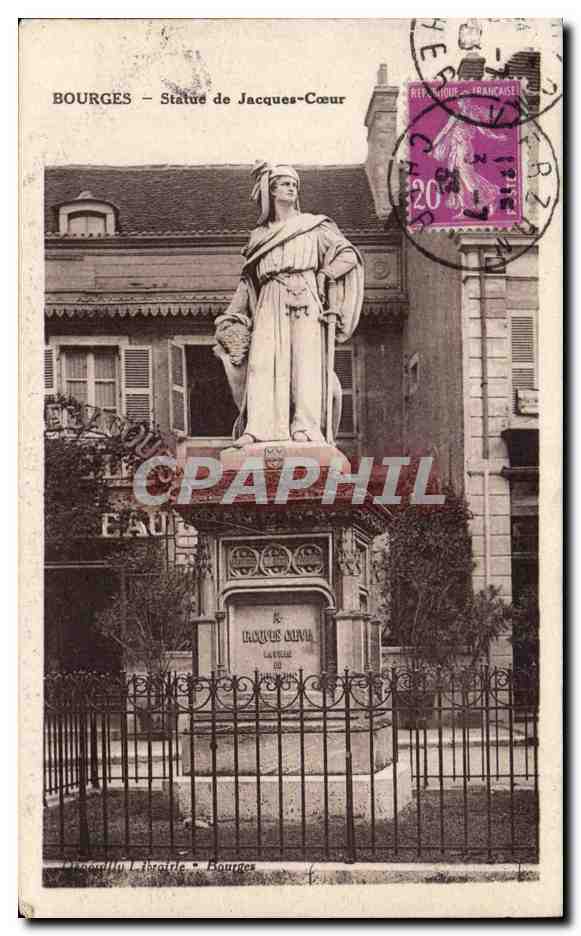 CPA Bourges Statue de Jacques Coeur 