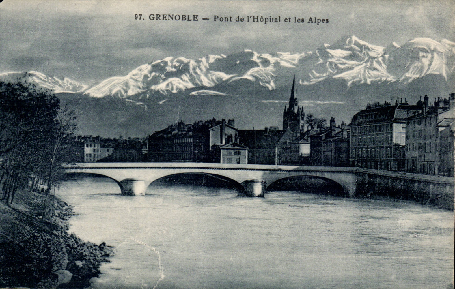CPA Grenoble Pont de l'hopital et les Alpes