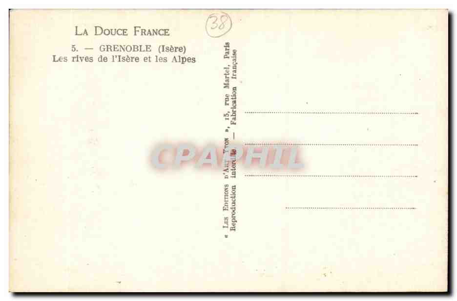 Grenoble (Isère) — Die Ufer der Isère und die Alpen — Éditions La Douce France — Rückseite