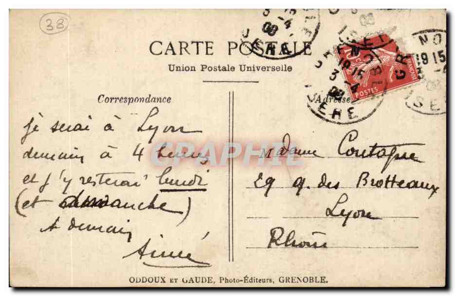 CPA Grenoble Vue generale La Moucherotte — Verso