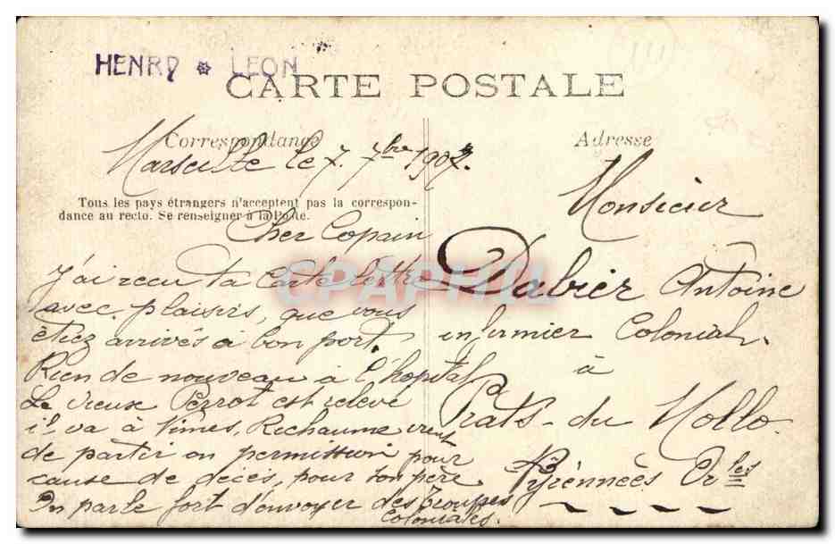 CPA Marseille — Rückseite