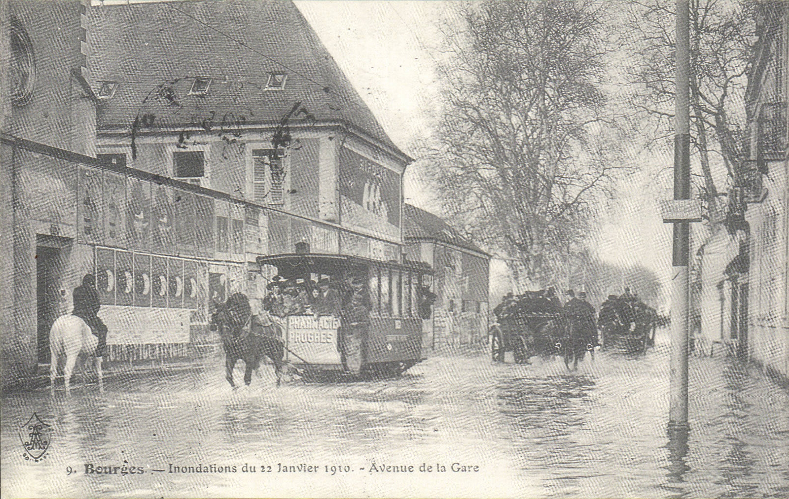 REPRO Bourges Inondations du 22 janvier 1910 Avenue de la gare