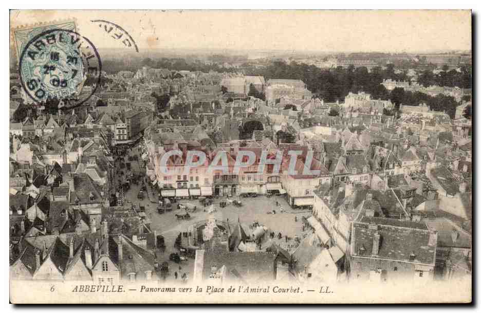 CPA Abbeville Panorama vers la place de l'amiral Courbet