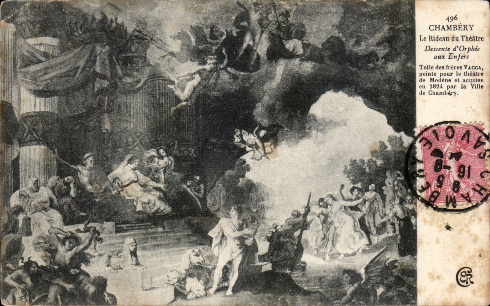 CPA Chambery Le rideau de theatre Desente d'Orphee aux enfers