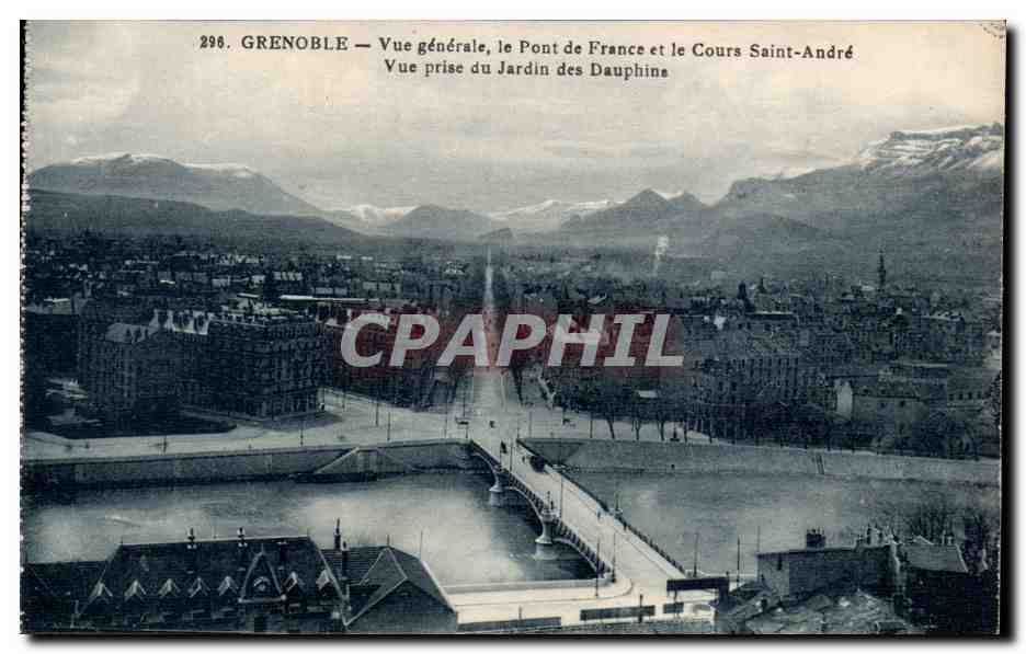 CPA Grenoble Vue generale le pont de France et le cours Saint Andre Vue prise du jardin des Dauphins 