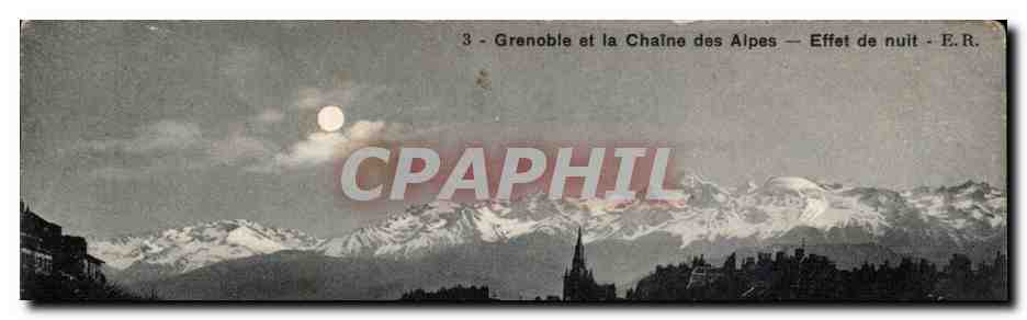 CPA Grenoble et la chaine des Alpes Effet de nuit