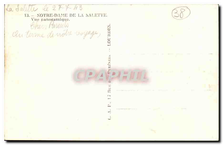 Notre-Dame de La Salette — Vue panoramique — C.A.P. Éditeur — Rückseite