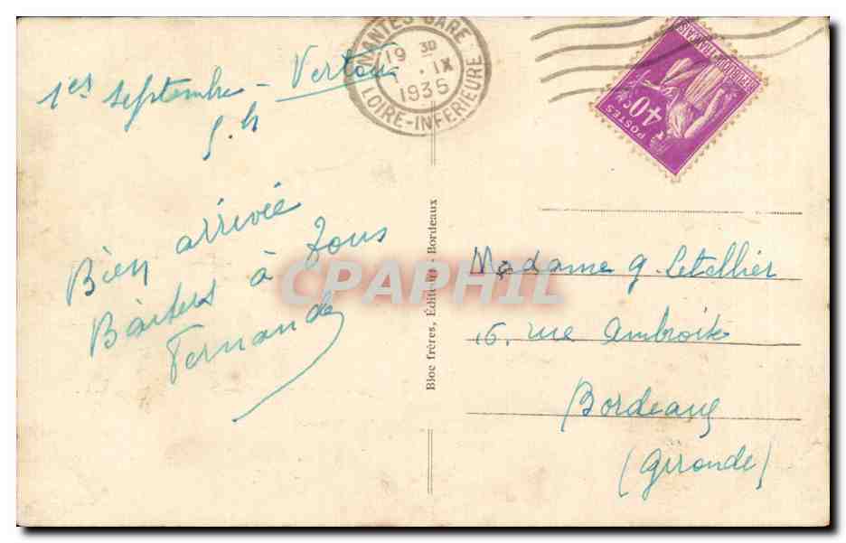CPA Bordeaux Les fleches de la cathedrale et la tour Pey Berland  — Verso