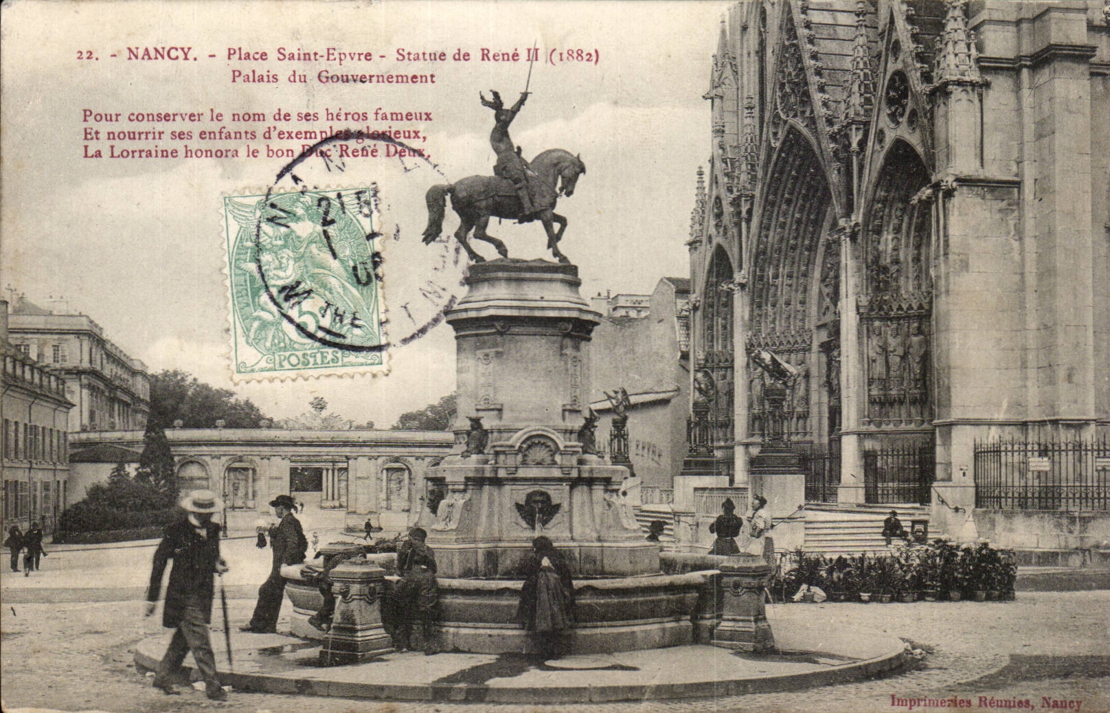 NANCY - Place Saint-Epvre - Statue de René II (1882) - Palais du Gouvernement