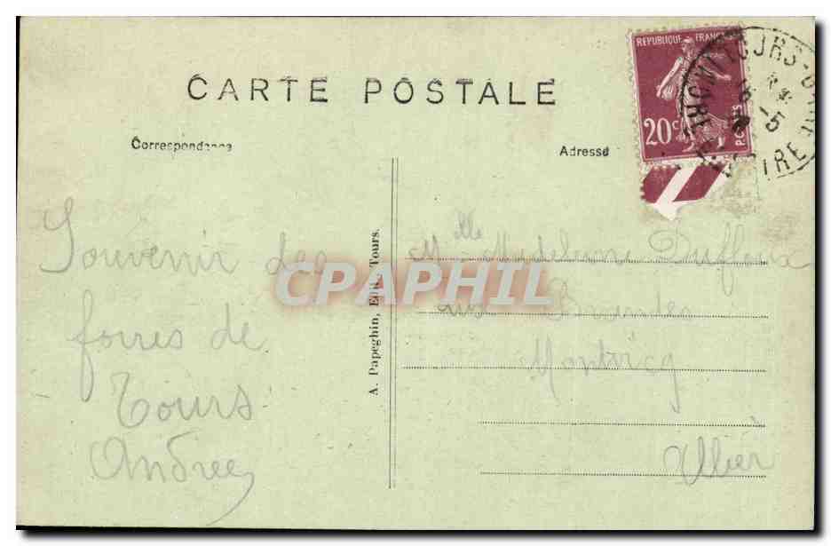 CPA Tours La gare — Rückseite