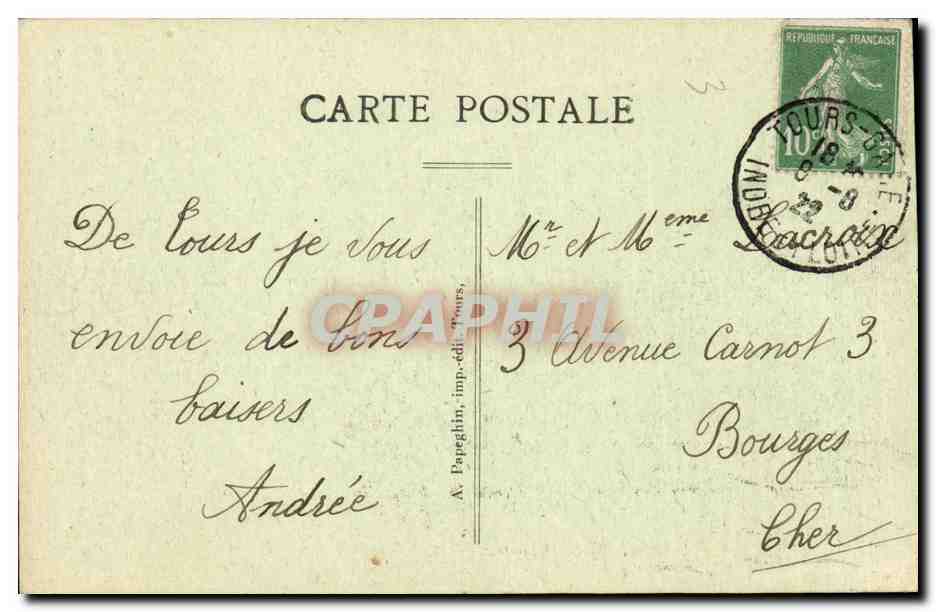 CPA Tours Le Palais de justice — Rückseite