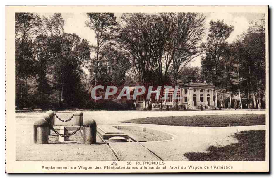 Rethondes — Emplacement du wagon des plénipotentiaires allemands et de l'abri du wagon de l'Armistice — Éditeur : Aiscienne des Arts Photomecaniques, Strasbourg