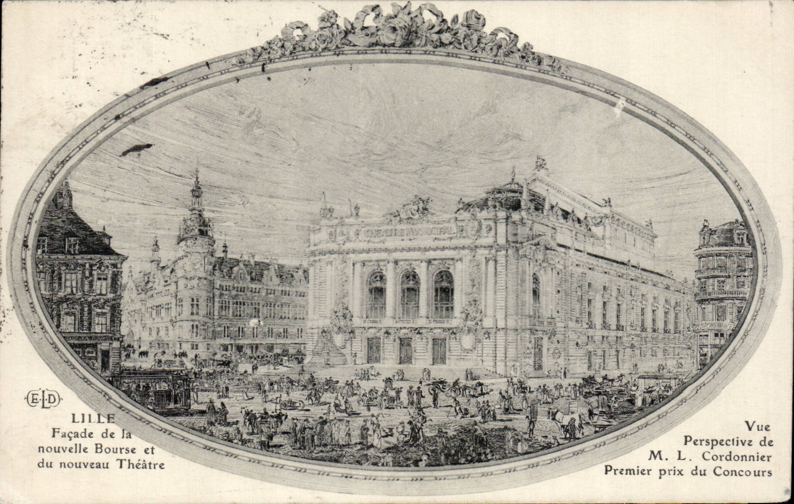 CPA Lille Facade de la nouvelle Bourse et du nouveau theatre