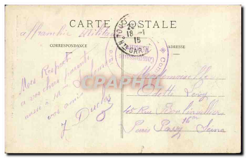 CPA Toulouse Porte d'entree du lycee — Rückseite