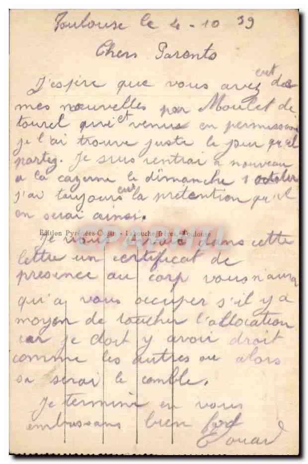 Toulouse - La rue d'Alsace-Lorraine (vue plongeante) — éditeur LF, n° 91 — Verso