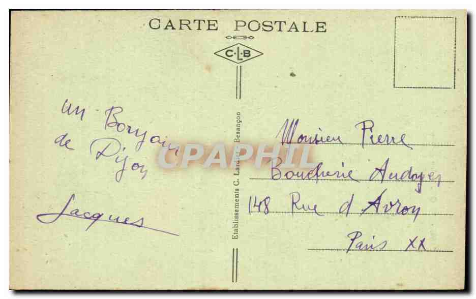 CPA Dijon La Poste — Rückseite