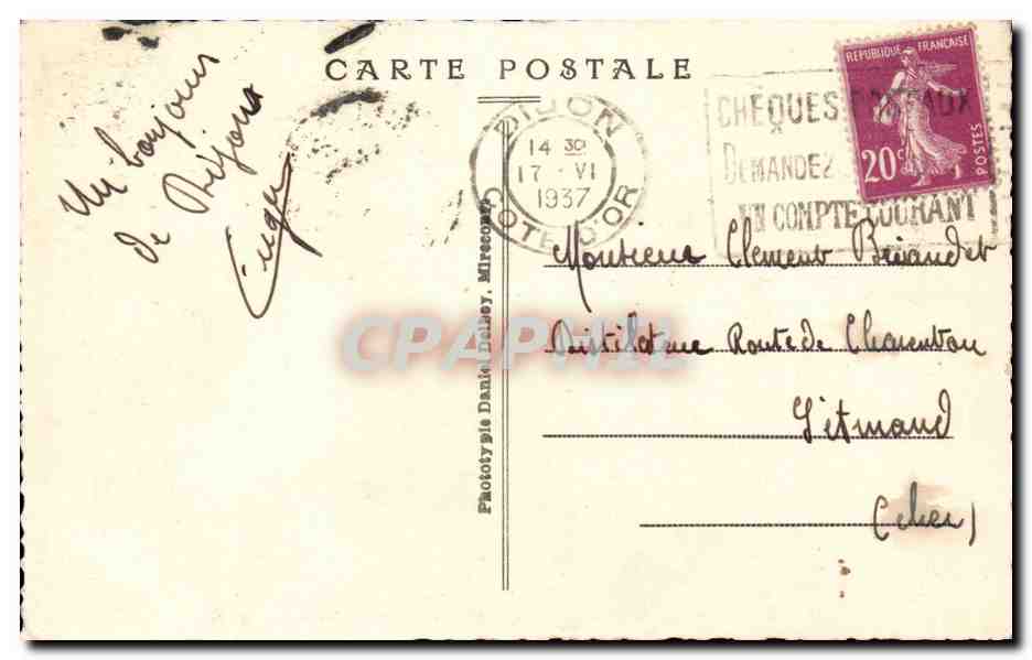 CPA Dijon La Bourse du commerce et l'eglise St Michel — Rückseite