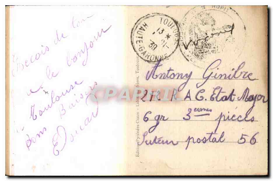 CPA Toulouse Vue generale sur la Garonne — Verso