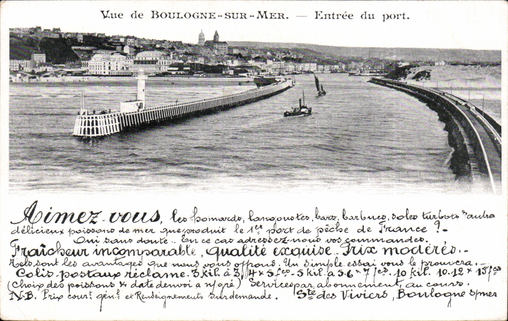 Vue de Boulogne-sur-Mer — Entrée du port — Société des Viviers