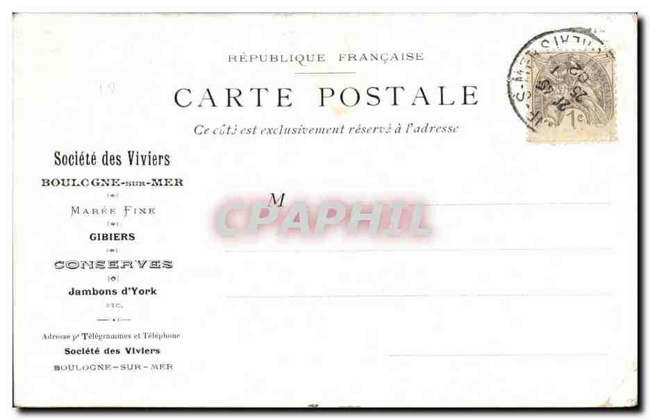 Vue de Boulogne-sur-Mer — Entrée du port — Société des Viviers — Achterkant