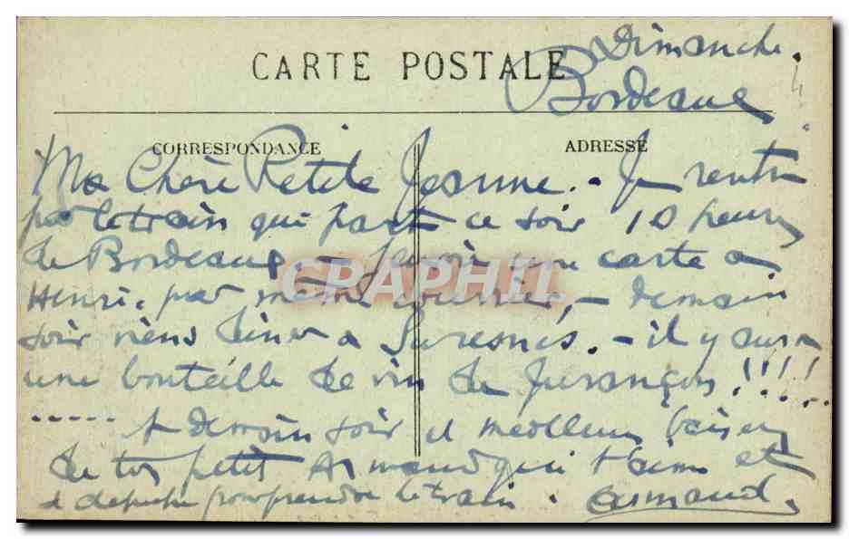 CPA Bordeaux La rade  — Verso