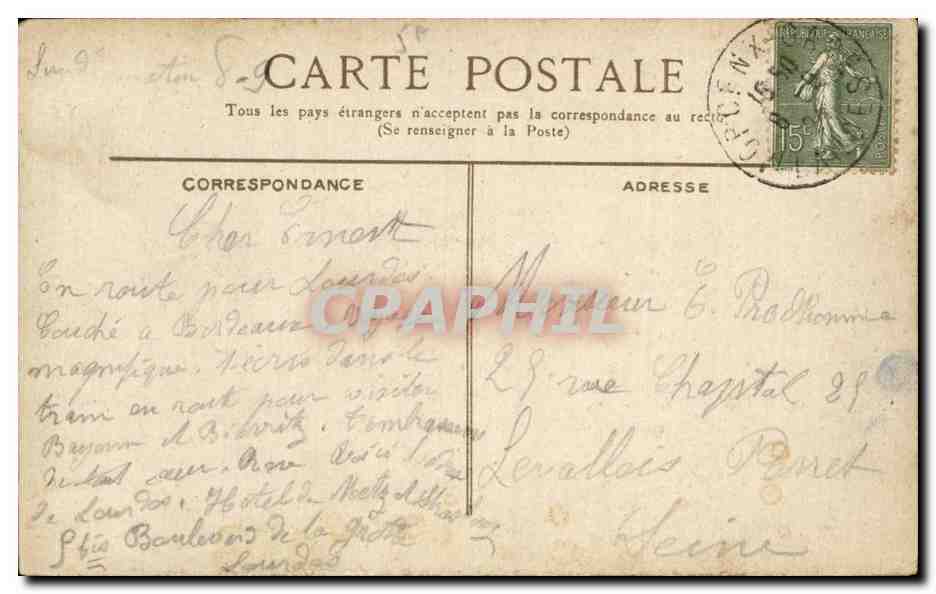 CPA Bordeaux Porte du palais — Verso