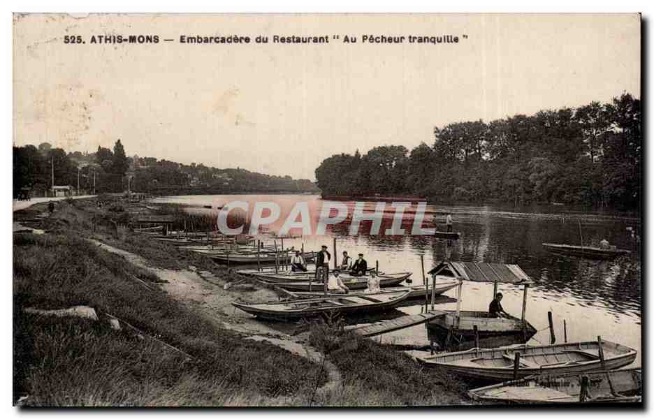 CPA Athis Mons Embarcadere du restaurant Au pecheur tranquille