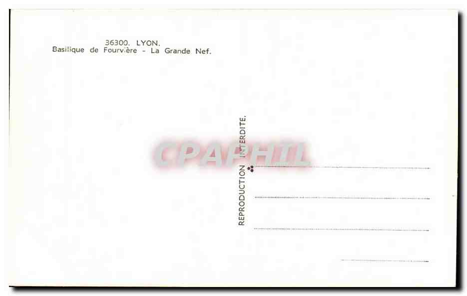 Basilique de Fourvière — La Grande Nef — CPAPHIL — Verso