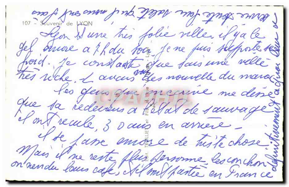 CPSM Lyon Souvenir — Verso