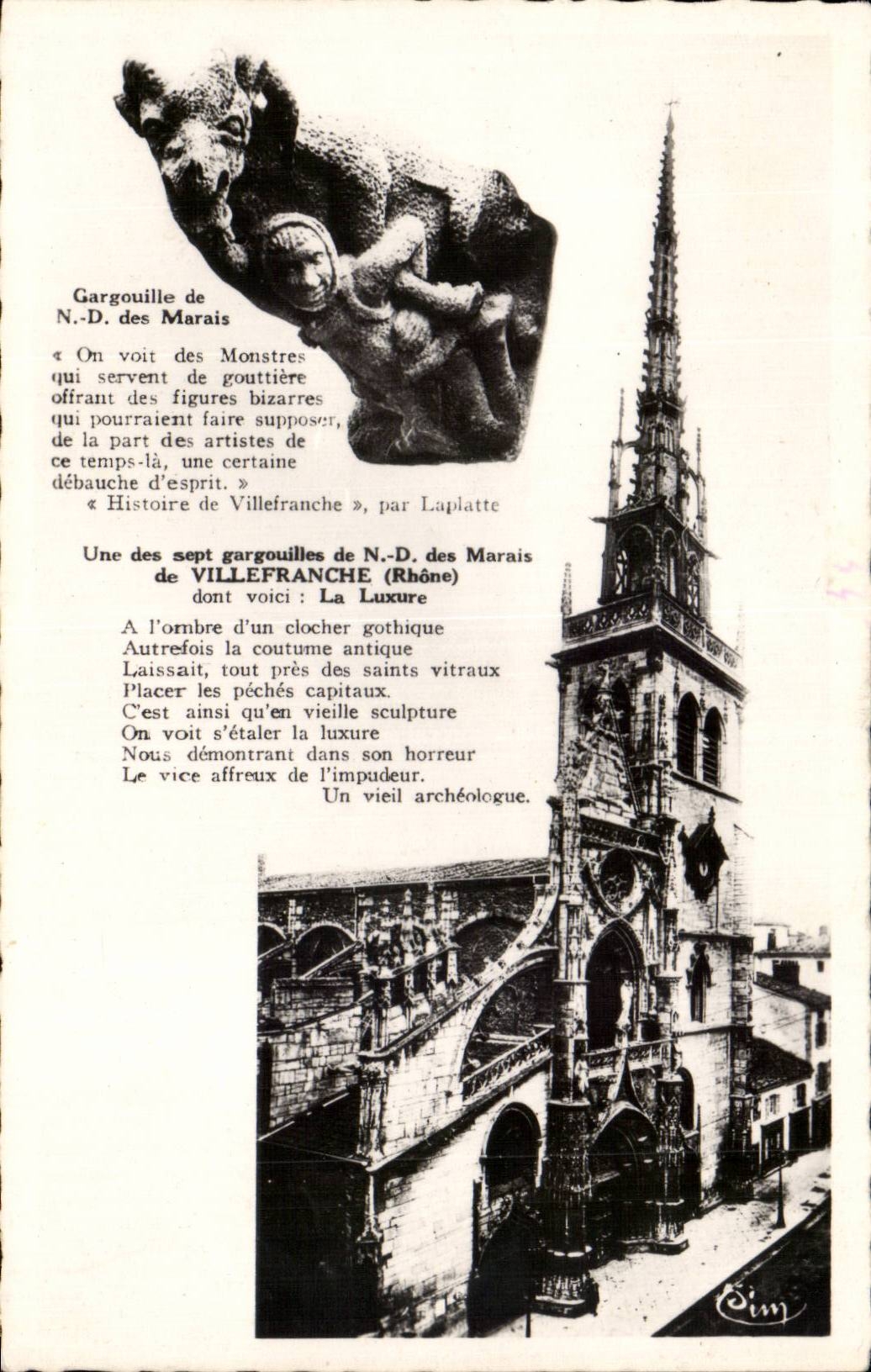 Gargouille de N.-D. des Marais — Villefranche (Rhône) — Éditeur Sim