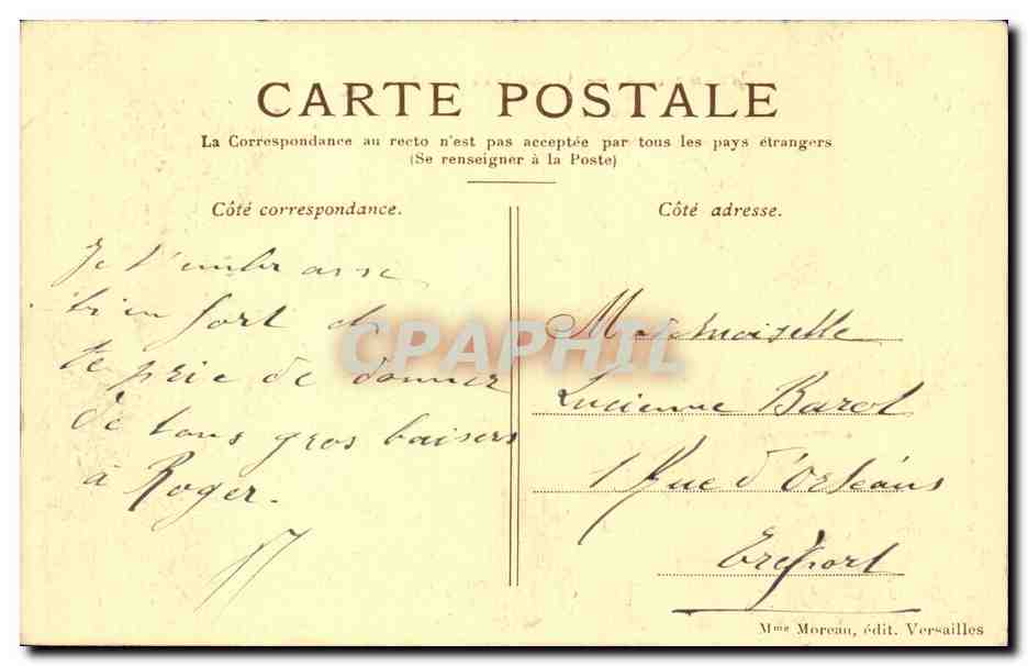 CPA Versailles Le grand Trianon — Verso
