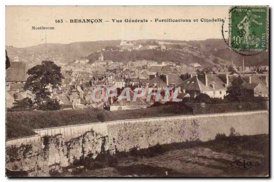 CPA Besancon Vue generale Fortifications et citadelle