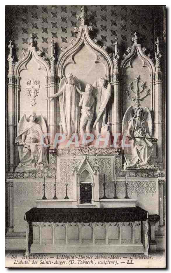 CPA Epernay L hopital Hospice Auban Moet L interieur L autel des Saints Anges