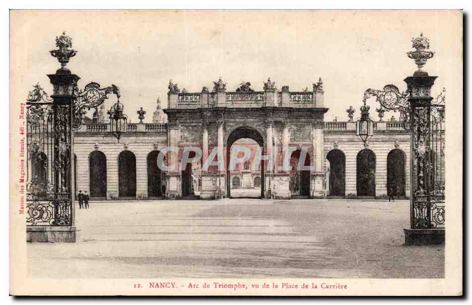 CPA Nancy Arc de triomphe vu de la place de la Carriere