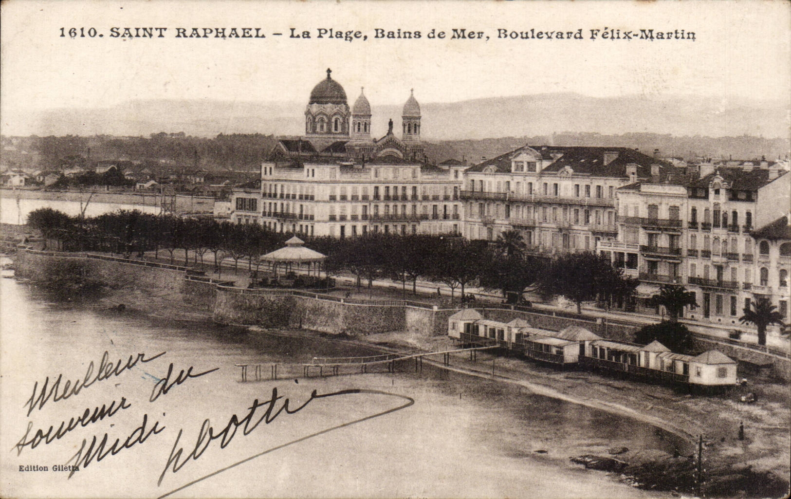 Saint-Raphaël — La Plage, Bains de Mer, Boulevard Félix-Martin — Édition Gilèta, n° 1610